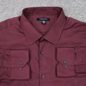 Structure Dress Shirt Mens 17-17 1/2, 32/33‎ (XL) Red Modern Fit Cotton/Poly L/S